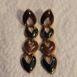 Elegant Gold and Black Drop Earrings